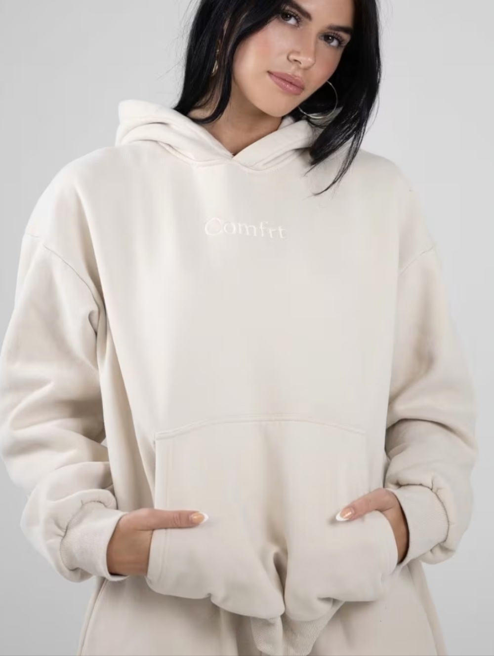 Comfrt Signature Hoodie Cream Warm Off White Size XS